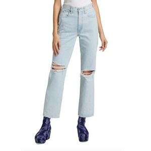 SLVRLAKE London High Rise Distressed Light Wash Jeans 30